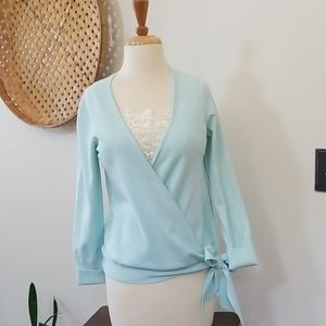 Ann Taylor Factory Light Blue Wrap Sweater